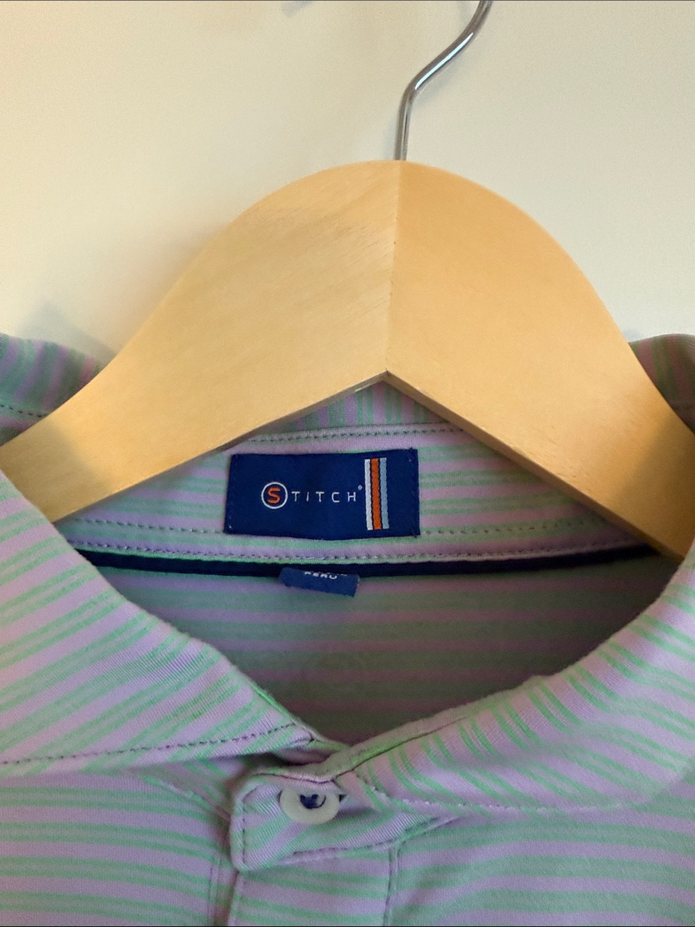 Taylor Stitch Lavender and Mint Striped Polo
